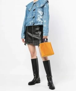 Ganni 'Bleached Ruffle Collar Denim Jacket'