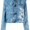 Ganni 'Bleached Ruffle Collar Denim Jacket'