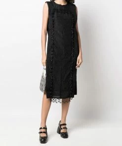 Ganni 'Panelled Jacquard Tassel Midi Dress'