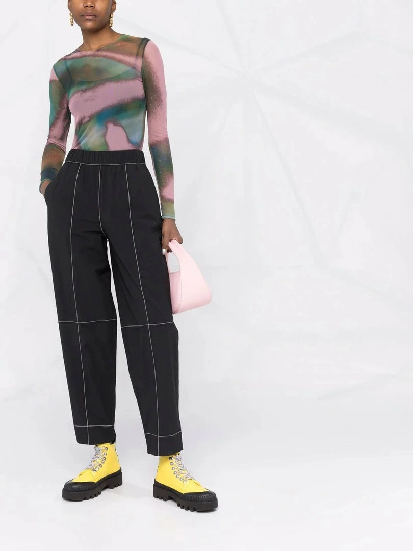 Ganni Black 'Cotton Crepe Trousers' 4 Ganni Black 'Cotton Crepe Trousers'