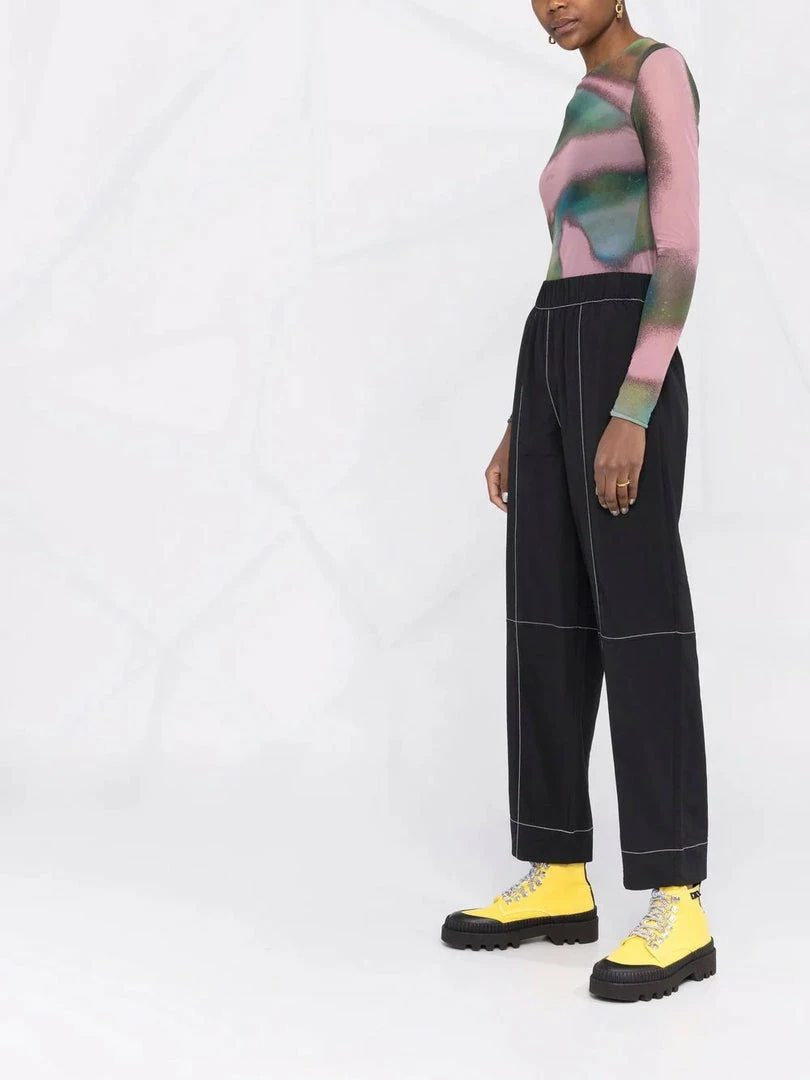 Ganni Black 'Cotton Crepe Trousers' 6 Ganni Black 'Cotton Crepe Trousers'