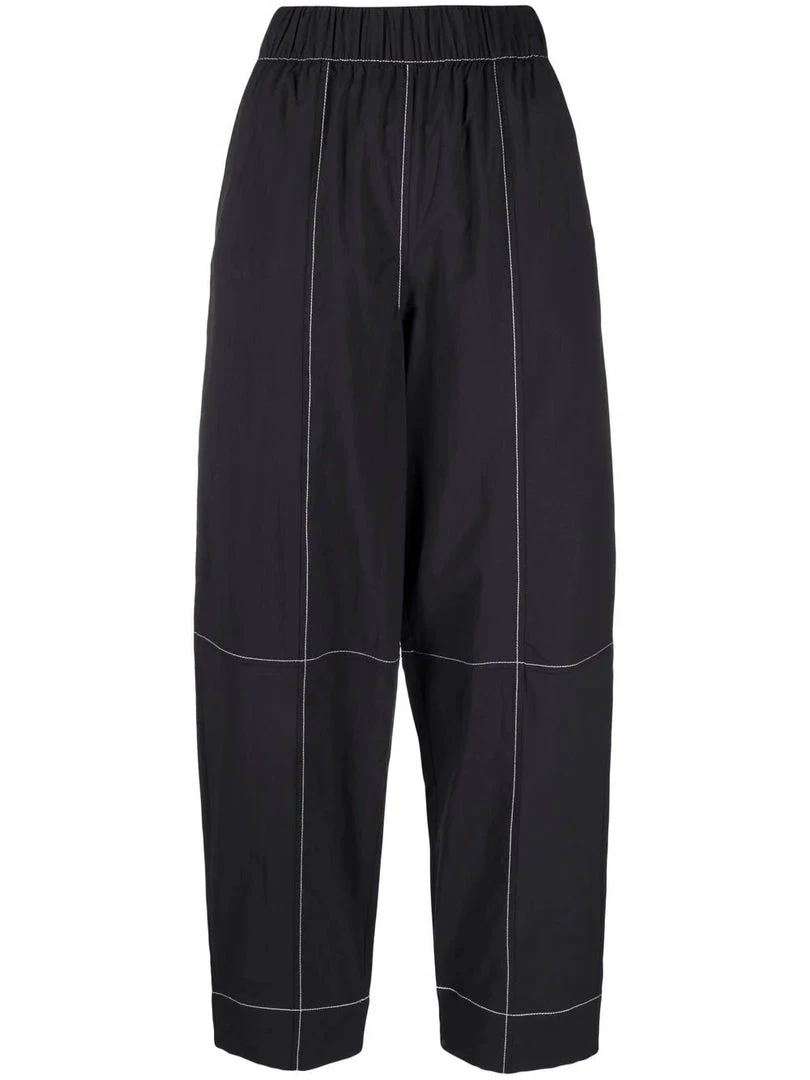 Ganni Black 'Cotton Crepe Trousers' 3 Ganni Black 'Cotton Crepe Trousers'