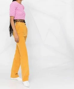 Ganni Pink ‘Smocked Satin Beaded Fringe Top’