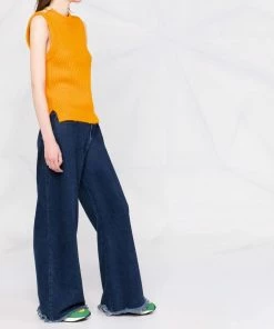 Ganni Orange 'Diamante Detail Knitted Vest'