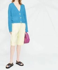 Ganni Blue 'Gem Embellished Button Cardigan'