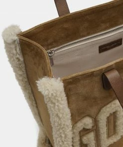 Golden Goose Bags ‘California’ Shearling Logo Tote Bag