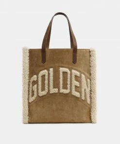 Golden Goose Bags ‘California’ Shearling Logo Tote Bag