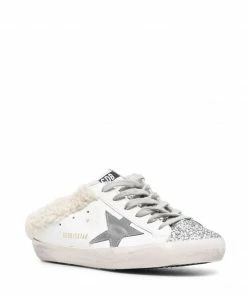 Golden Goose ‘Sabot Super-Star' Shearling Glitter Sneakers Shoes