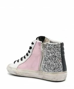 Golden Goose Shoes ‘Metallic Pink Glitter High Top Sneakers’