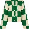 Stine Goya Green And Cream 'Ash' Checked Cardigan 2 Stine Goya Green And Cream 'Ash' Checked Cardigan