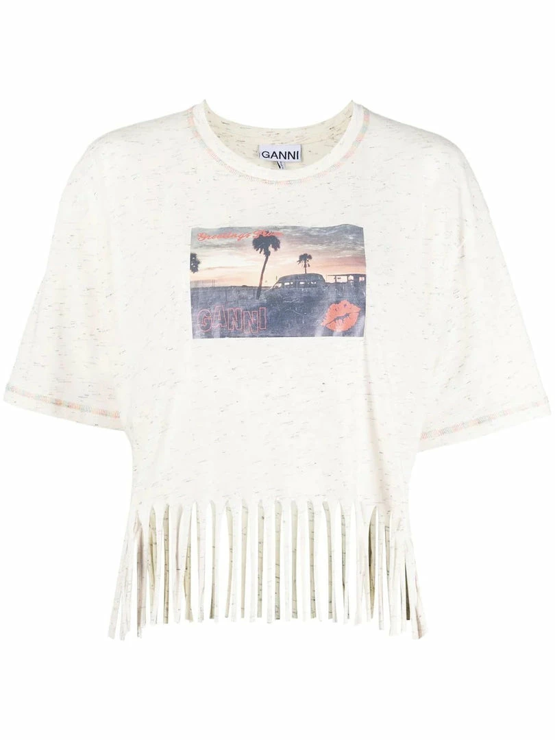 Ganni 'Greetings From' Graphic Cropped T-shirt 3 Ganni 'Greetings From' Graphic Cropped T-shirt