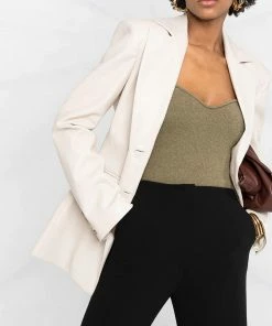 NANUSHKA Cream 'Hathi' Leather Blazer Clothing