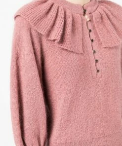 Ba&sh Pink 'Hoa' Ruffle Sweater Clothing