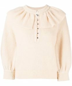 Ba&sh Cream 'Hoa' Ruffle Sweater