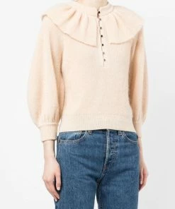 Ba&sh Cream 'Hoa' Ruffle Sweater