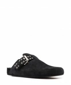 Isabel Marant Black 'Mirvin' Buckle Fastened Mules Shoes