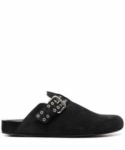 Isabel Marant Black 'Mirvin' Buckle Fastened Mules Shoes