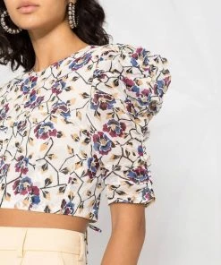 Isabel Marant Etoile Clothing Cream 'Silva' Floral Top 12 Isabel Marant Etoile Clothing Cream 'Silva' Floral Top