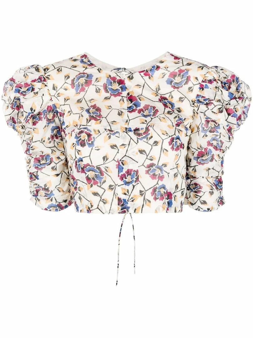 Isabel Marant Etoile Clothing Cream 'Silva' Floral Top 3 Isabel Marant Etoile Clothing Cream 'Silva' Floral Top