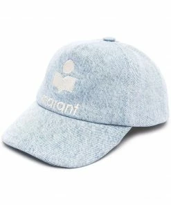Isabel Marant Light Blue 'Tyron' Logo Denim Cap