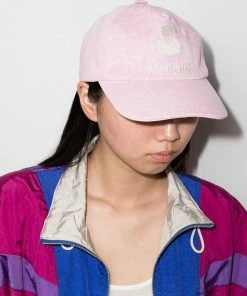 Isabel Marant Light Pink 'Tyron' Logo Denim Cap
