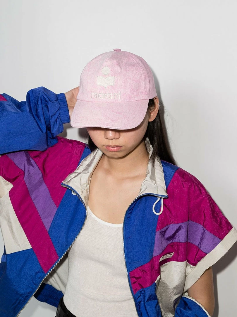 Isabel Marant Light Pink 'Tyron' Logo Denim Cap 8 Isabel Marant Light Pink 'Tyron' Logo Denim Cap