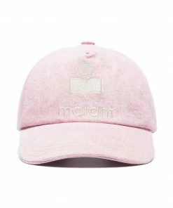 Isabel Marant Light Pink 'Tyron' Logo Denim Cap
