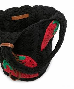 JW Anderson Black ‘Strawberry Knitted Shopper’ Bags