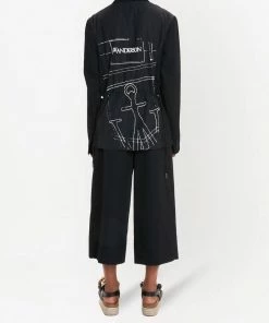 JW Anderson Clothing Black ‘Pleat Front Wide Leg Cropped Trousers'