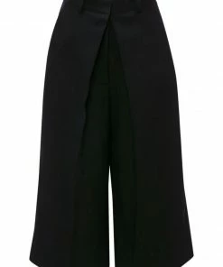 JW Anderson Clothing Black ‘Pleat Front Wide Leg Cropped Trousers'