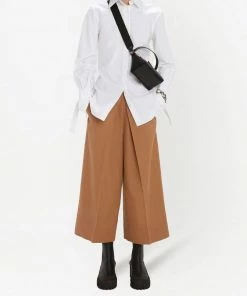 JW Anderson Camel ‘Pleat Front Wide Leg Cropped Trousers’ Clothing