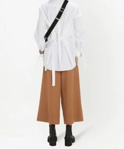 JW Anderson Camel ‘Pleat Front Wide Leg Cropped Trousers’ Clothing