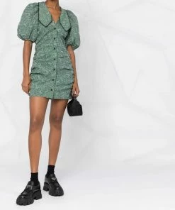 Ganni 'Jacquard Puff Sleeve Mini Dress' New In