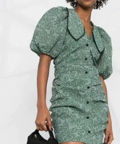 Ganni 'Jacquard Puff Sleeve Mini Dress' New In