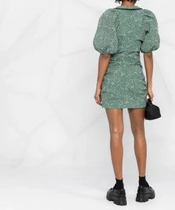 Ganni 'Jacquard Puff Sleeve Mini Dress' New In