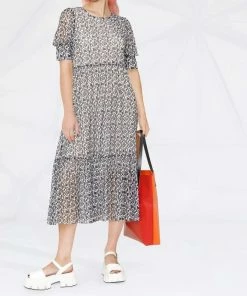 Baum Und Pferdgarten Black 'Jocelyn' Abstract Mesh Midi Dress