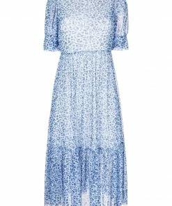 Baum Und Pferdgarten Blue 'Jocelyn' Leopard Mesh Midi Dress