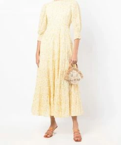 Rixo London Yellow ‘Kristen’ Midaxi Dress