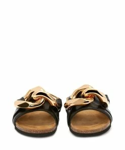 JW Anderson Black 'Leather Chain Slides' Shoes