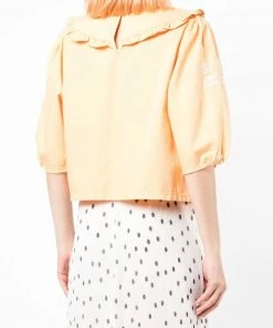 Rixo London 'Lianna' Embroidered Denim Blouse