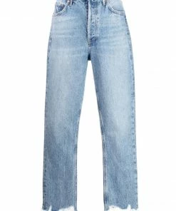 Agolde New In Light Blue 'Riley Crop High Rise Jeans’