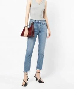 Agolde New In Light Blue 'Riley Crop High Rise Jeans’