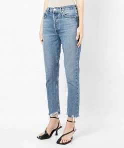 Agolde New In Light Blue 'Riley Crop High Rise Jeans’