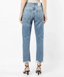 Agolde New In Light Blue 'Riley Crop High Rise Jeans’