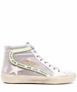 Golden Goose Shoes ‘Lilac Glitter Shearling Slide Sneakers’
