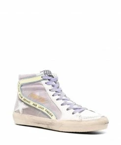 Golden Goose Shoes ‘Lilac Glitter Shearling Slide Sneakers’