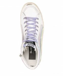 Golden Goose Shoes ‘Lilac Glitter Shearling Slide Sneakers’