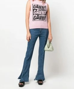 Ganni New In 'Logo Sleeveless Knit Sweater'