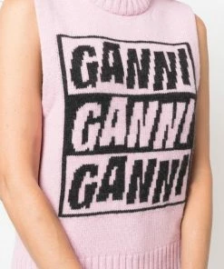 Ganni New In 'Logo Sleeveless Knit Sweater'