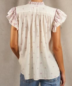 M.A.B.E Pink ‘Mia’ Floral Ruffle Blouse Clothing